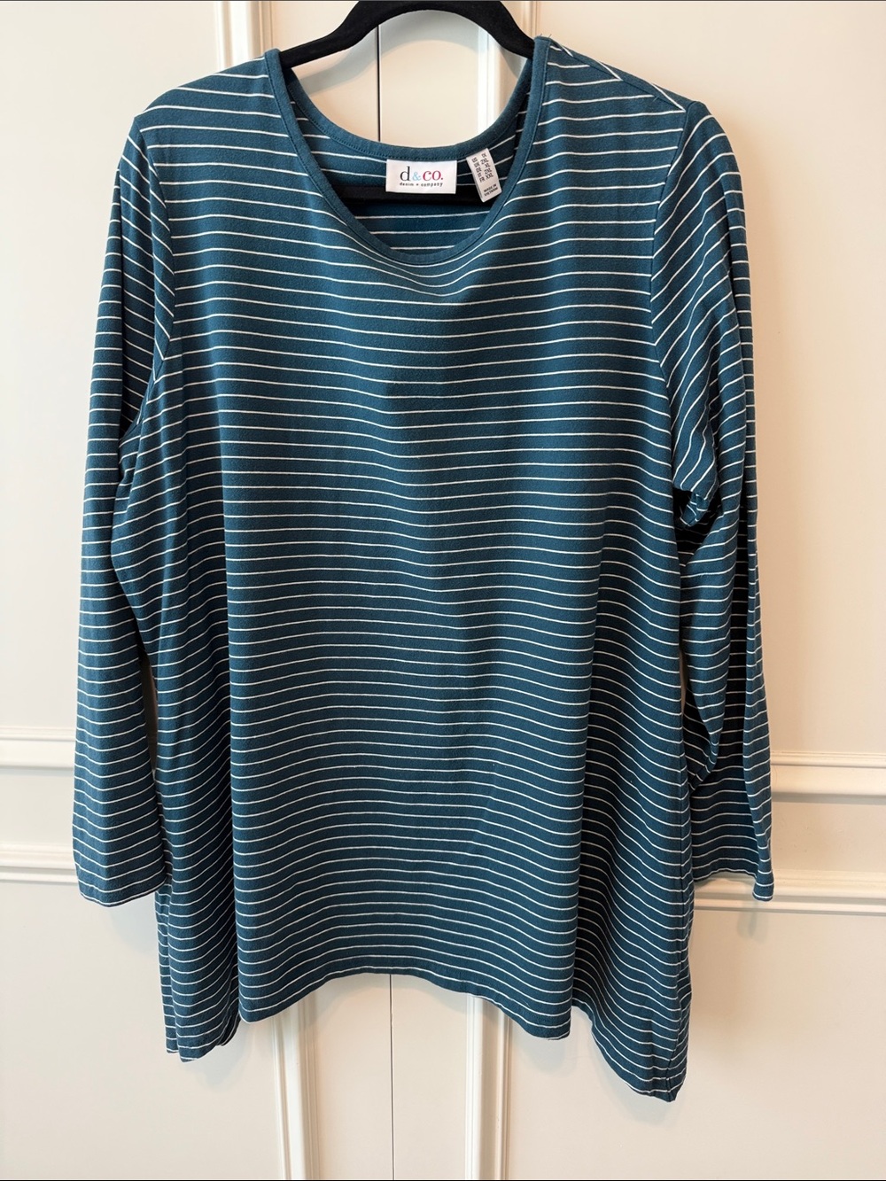 Women's Teal Striped Long-Sleeve Top